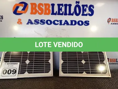 LOTE 009 - 02 PAINÉIS SOLARES 20V 10W. (NO ESTADO) ATENÇÃO! FAZER A VISITAÇÃO ANTES DE ARREMATAR, NÃO SABEMOS SE FUNCIONA. LEILÃO NÃO TEM GARANTIA E NEM DEVOLUÇÃO, SUJEITO A POSSÍVEIS AVARIAS VISÍVEIS/OCULTAS E/OU AUSÊNCIA DE COMPONENTES.