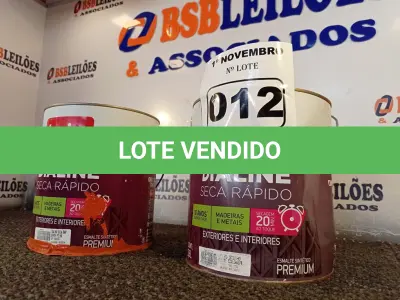 LOTE 012 - 02 GALÕES DE ESMALTE SINTÉTICO IQUINE DIALINE MADEIRA E METAIS 3,6L NAS CORES VERDE FOLHA E VERDE COLONIAL. (NO ESTADO) ATENÇÃO! FAZER A VISITAÇÃO ANTES DE ARREMATAR, NÃO SABEMOS SE FUNCIONA. LEILÃO NÃO TEM GARANTIA E NEM DEVOLUÇÃO, SUJEITO A POSSÍVEIS AVARIAS VISÍVEIS/OCULTAS E/OU AUSÊNCIA DE COMPONENTES.