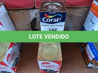 LOTE 142 - 01 LATA DE PRIME ASFÁLTICO 02 LATAS DE TINTAS DIVERSAS (NO ESTADO, NÃO SABEMOS SE FUNCIONA. LEILÃO NÃO TEM GARANTIA E NEM DEVOLUÇÃO).
