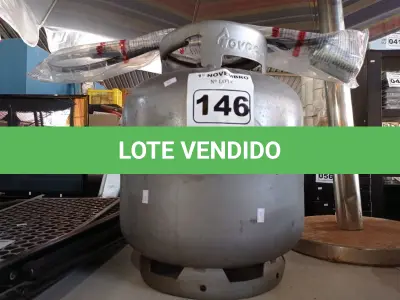 LOTE 146 - 01 BOTIJÃO DE GÁS P13 “VAZIO” E 01 QUEIMADOR. (NO ESTADO) ATENÇÃO! FAZER A VISITAÇÃO ANTES DE ARREMATAR, NÃO SABEMOS SE FUNCIONA. LEILÃO NÃO TEM GARANTIA E NEM DEVOLUÇÃO, SUJEITO A POSSÍVEIS AVARIAS VISÍVEIS/OCULTAS E/OU AUSÊNCIA DE COMPONENTES.
