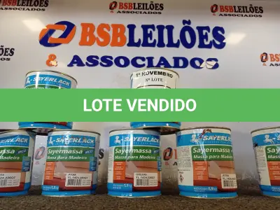 LOTE 106 - 07 LATAS DE MASSA PARA MADEIRA SAYERLACK (NO ESTADO) ATENÇÃO! FAZER A VISITAÇÃO ANTES DE ARREMATAR, NÃO SABEMOS SE FUNCIONA. LEILÃO NÃO TEM GARANTIA E NEM DEVOLUÇÃO, SUJEITO A POSSÍVEIS AVARIAS VISÍVEIS/OCULTAS E/OU AUSÊNCIA DE COMPONENTES.