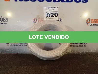 LOTE 020 - 01 ROLO DE CABO FLEXÍVEL 100M 1X4MM NA COR BRANCA(NOVO). (NO ESTADO) ATENÇÃO! FAZER A VISITAÇÃO ANTES DE ARREMATAR, NÃO SABEMOS SE FUNCIONA. LEILÃO NÃO TEM GARANTIA E NEM DEVOLUÇÃO, SUJEITO A POSSÍVEIS AVARIAS VISÍVEIS/OCULTAS E/OU AUSÊNCIA DE COMPONENTES.