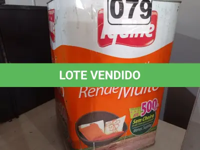 LOTE 079 - 01 LATA DE TINTA IQUINE INTERIORES/EXTERIORES DELANIL RENDE MUITO FOSCO BASE “M”. (NO ESTADO) ATENÇÃO! FAZER A VISITAÇÃO ANTES DE ARREMATAR, NÃO SABEMOS SE FUNCIONA. LEILÃO NÃO TEM GARANTIA E NEM DEVOLUÇÃO, SUJEITO A POSSÍVEIS AVARIAS VISÍVEIS/OCULTAS E/OU AUSÊNCIA DE COMPONENTES.
