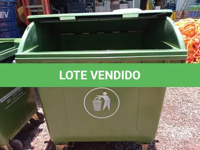 LOTE 290 - 01 CONTAINER HDPE EM-840 1200L. (NO ESTADO) ATENÇÃO! FAZER A VISITAÇÃO ANTES DE ARREMATAR, NÃO SABEMOS SE FUNCIONA. LEILÃO NÃO TEM GARANTIA E NEM DEVOLUÇÃO, SUJEITO A POSSÍVEIS AVARIAS VISÍVEIS/OCULTAS E/OU AUSÊNCIA DE COMPONENTES.