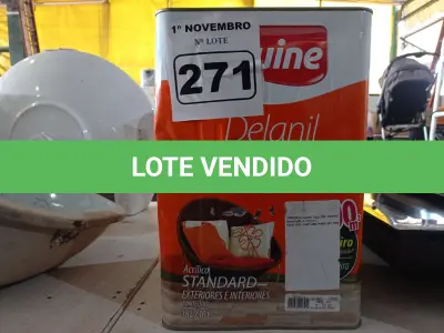 LOTE 271 - 01 LATA DE TINTA IQUINE INTERIORES/EXTERIORES DELANIL RENDE MUITO FOSCO BASE “M”. (NO ESTADO) ATENÇÃO! FAZER A VISITAÇÃO ANTES DE ARREMATAR, NÃO SABEMOS SE FUNCIONA. LEILÃO NÃO TEM GARANTIA E NEM DEVOLUÇÃO, SUJEITO A POSSÍVEIS AVARIAS VISÍVEIS/OCULTAS E/OU AUSÊNCIA DE COMPONENTES.
