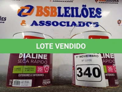 LOTE 340 - 02 GALÕES DE ESMALTE SINTÉTICO IQUINE DIALINE 3,6L NAS CORES ALTO BRILHO VERDE COLONIAL. (NO ESTADO) ATENÇÃO! FAZER A VISITAÇÃO ANTES DE ARREMATAR, NÃO SABEMOS SE FUNCIONA. LEILÃO NÃO TEM GARANTIA E NEM DEVOLUÇÃO, SUJEITO A POSSÍVEIS AVARIAS VISÍVEIS/OCULTAS E/OU AUSÊNCIA DE COMPONENTES.