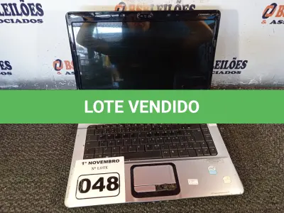 LOTE 048 - 01 NOTEBOOK MARCA HP. (NO ESTADO) ATENÇÃO! FAZER A VISITAÇÃO ANTES DE ARREMATAR, NÃO SABEMOS SE FUNCIONA. LEILÃO NÃO TEM GARANTIA E NEM DEVOLUÇÃO, SUJEITO A POSSÍVEIS AVARIAS VISÍVEIS/OCULTAS E/OU AUSÊNCIA DE COMPONENTES.