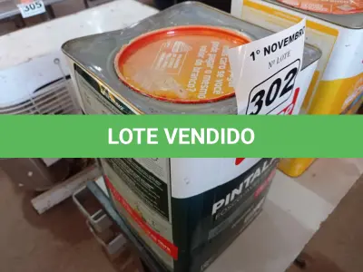 LOTE 302 - 01 LATA DE TINTA IQUINE PINTALAR 18L FOSCO AVELUDADO BRANCO NEVE. (NO ESTADO) ATENÇÃO! FAZER A VISITAÇÃO ANTES DE ARREMATAR, NÃO SABEMOS SE FUNCIONA. LEILÃO NÃO TEM GARANTIA E NEM DEVOLUÇÃO, SUJEITO A POSSÍVEIS AVARIAS VISÍVEIS/OCULTAS E/OU AUSÊNCIA DE COMPONENTES.