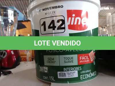 LOTE 142 - 01 BALDE DE TINTA IQUINE PINTALAR FOSCO AVELUDADO INTERIORES NA COR BRANCO GELO 15L. (NO ESTADO) ATENÇÃO! FAZER A VISITAÇÃO ANTES DE ARREMATAR, NÃO SABEMOS SE FUNCIONA. LEILÃO NÃO TEM GARANTIA E NEM DEVOLUÇÃO, SUJEITO A POSSÍVEIS AVARIAS VISÍVEIS/OCULTAS E/OU AUSÊNCIA DE COMPONENTES.
