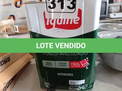 LOTE 313 - 01 LATA DE TINTA IQUINE PINTALAR 18L FOSCO AVELUDADO VERDE PISCINA. (NO ESTADO) ATENÇÃO! FAZER A VISITAÇÃO ANTES DE ARREMATAR, NÃO SABEMOS SE FUNCIONA. LEILÃO NÃO TEM GARANTIA E NEM DEVOLUÇÃO, SUJEITO A POSSÍVEIS AVARIAS VISÍVEIS/OCULTAS E/OU AUSÊNCIA DE COMPONENTES.