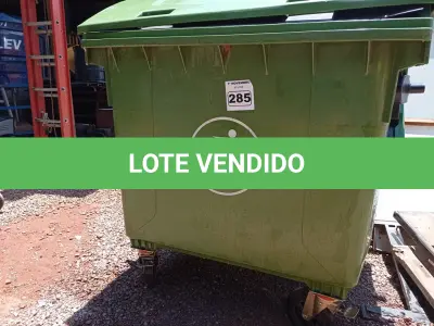 LOTE 285 - 01 CONTAINER HDPE EM-840 1200L. (NO ESTADO) ATENÇÃO! FAZER A VISITAÇÃO ANTES DE ARREMATAR, NÃO SABEMOS SE FUNCIONA. LEILÃO NÃO TEM GARANTIA E NEM DEVOLUÇÃO, SUJEITO A POSSÍVEIS AVARIAS VISÍVEIS/OCULTAS E/OU AUSÊNCIA DE COMPONENTES.