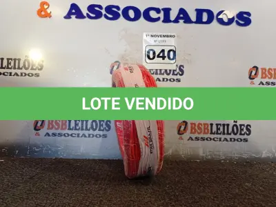LOTE 040 - 01 ROLO DE CABO FLEXÍVEL 100M 1X2,5MM NA COR VERMELHA(NOVO). (NO ESTADO) ATENÇÃO! FAZER A VISITAÇÃO ANTES DE ARREMATAR, NÃO SABEMOS SE FUNCIONA. LEILÃO NÃO TEM GARANTIA E NEM DEVOLUÇÃO, SUJEITO A POSSÍVEIS AVARIAS VISÍVEIS/OCULTAS E/OU AUSÊNCIA DE COMPONENTES.