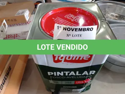 LOTE 313 - 01 LATA DE TINTA IQUINE PINTALAR 18L FOSCO AVELUDADO VERDE PISCINA. (NO ESTADO) ATENÇÃO! FAZER A VISITAÇÃO ANTES DE ARREMATAR, NÃO SABEMOS SE FUNCIONA. LEILÃO NÃO TEM GARANTIA E NEM DEVOLUÇÃO, SUJEITO A POSSÍVEIS AVARIAS VISÍVEIS/OCULTAS E/OU AUSÊNCIA DE COMPONENTES.