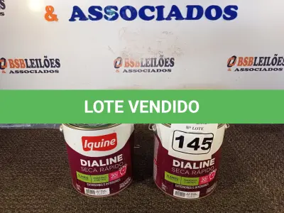 LOTE 145 - 02 GALÕES DE ESMALTE SINTÉTICO IQUINE DIALINE 3,6L NAS CORES ALTO BRILHO VERDE COLONIAL. (NO ESTADO) ATENÇÃO! FAZER A VISITAÇÃO ANTES DE ARREMATAR, NÃO SABEMOS SE FUNCIONA. LEILÃO NÃO TEM GARANTIA E NEM DEVOLUÇÃO, SUJEITO A POSSÍVEIS AVARIAS VISÍVEIS/OCULTAS E/OU AUSÊNCIA DE COMPONENTES.