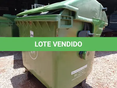 LOTE 295 - 01 CONTAINER HDPE EM-840 1200L. (NO ESTADO) ATENÇÃO! FAZER A VISITAÇÃO ANTES DE ARREMATAR, NÃO SABEMOS SE FUNCIONA. LEILÃO NÃO TEM GARANTIA E NEM DEVOLUÇÃO, SUJEITO A POSSÍVEIS AVARIAS VISÍVEIS/OCULTAS E/OU AUSÊNCIA DE COMPONENTES.