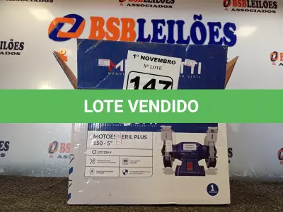 LOTE 147 - 01 MOTO ESMERIL 150/5”. (NO ESTADO) ATENÇÃO! FAZER A VISITAÇÃO ANTES DE ARREMATAR, NÃO SABEMOS SE FUNCIONA. LEILÃO NÃO TEM GARANTIA E NEM DEVOLUÇÃO, SUJEITO A POSSÍVEIS AVARIAS VISÍVEIS/OCULTAS E/OU AUSÊNCIA DE COMPONENTES.