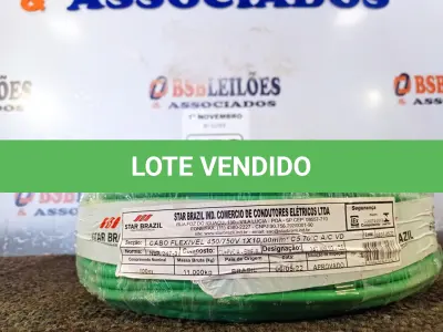 LOTE 150 - 01 ROLO DE CABO FLEXÍVEL 100M 1X10MM NA COR VERDE(NOVO). (NO ESTADO) ATENÇÃO! FAZER A VISITAÇÃO ANTES DE ARREMATAR, NÃO SABEMOS SE FUNCIONA. LEILÃO NÃO TEM GARANTIA E NEM DEVOLUÇÃO, SUJEITO A POSSÍVEIS AVARIAS VISÍVEIS/OCULTAS E/OU AUSÊNCIA DE COMPONENTES.