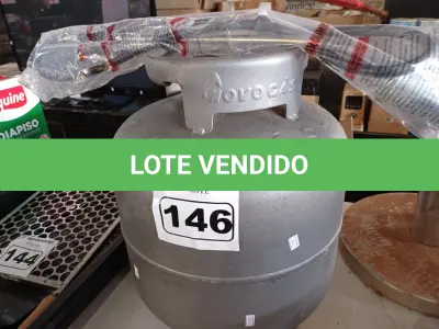 LOTE 146 - 01 BOTIJÃO DE GÁS P13 “VAZIO” E 01 QUEIMADOR. (NO ESTADO) ATENÇÃO! FAZER A VISITAÇÃO ANTES DE ARREMATAR, NÃO SABEMOS SE FUNCIONA. LEILÃO NÃO TEM GARANTIA E NEM DEVOLUÇÃO, SUJEITO A POSSÍVEIS AVARIAS VISÍVEIS/OCULTAS E/OU AUSÊNCIA DE COMPONENTES.