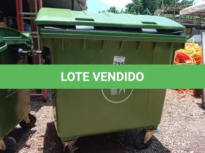 LOTE 295 - 01 CONTAINER HDPE EM-840 1200L. (NO ESTADO) ATENÇÃO! FAZER A VISITAÇÃO ANTES DE ARREMATAR, NÃO SABEMOS SE FUNCIONA. LEILÃO NÃO TEM GARANTIA E NEM DEVOLUÇÃO, SUJEITO A POSSÍVEIS AVARIAS VISÍVEIS/OCULTAS E/OU AUSÊNCIA DE COMPONENTES.