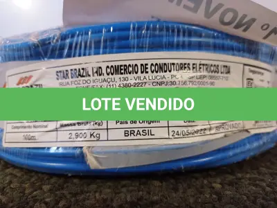 LOTE 090 - 01 ROLO DE CABO FLEXÍVEL 100M 1X2,5MM NA COR AZUL(NOVO). (NO ESTADO) ATENÇÃO! FAZER A VISITAÇÃO ANTES DE ARREMATAR, NÃO SABEMOS SE FUNCIONA. LEILÃO NÃO TEM GARANTIA E NEM DEVOLUÇÃO, SUJEITO A POSSÍVEIS AVARIAS VISÍVEIS/OCULTAS E/OU AUSÊNCIA DE COMPONENTES.