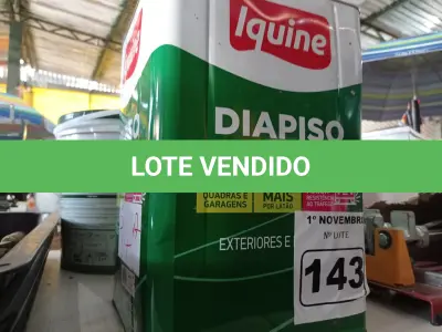 LOTE 143 - 01 LATA DE TINTA PARA PISO IQUINE COR VERMELHA 18L. (NO ESTADO) ATENÇÃO! FAZER A VISITAÇÃO ANTES DE ARREMATAR, NÃO SABEMOS SE FUNCIONA. LEILÃO NÃO TEM GARANTIA E NEM DEVOLUÇÃO, SUJEITO A POSSÍVEIS AVARIAS VISÍVEIS/OCULTAS E/OU AUSÊNCIA DE COMPONENTES.
