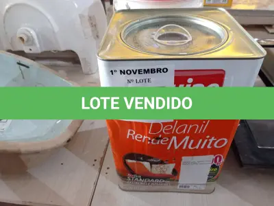 LOTE 271 - 01 LATA DE TINTA IQUINE INTERIORES/EXTERIORES DELANIL RENDE MUITO FOSCO BASE “M”. (NO ESTADO) ATENÇÃO! FAZER A VISITAÇÃO ANTES DE ARREMATAR, NÃO SABEMOS SE FUNCIONA. LEILÃO NÃO TEM GARANTIA E NEM DEVOLUÇÃO, SUJEITO A POSSÍVEIS AVARIAS VISÍVEIS/OCULTAS E/OU AUSÊNCIA DE COMPONENTES.
