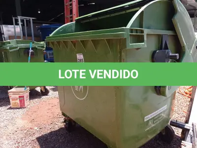 LOTE 285 - 01 CONTAINER HDPE EM-840 1200L. (NO ESTADO) ATENÇÃO! FAZER A VISITAÇÃO ANTES DE ARREMATAR, NÃO SABEMOS SE FUNCIONA. LEILÃO NÃO TEM GARANTIA E NEM DEVOLUÇÃO, SUJEITO A POSSÍVEIS AVARIAS VISÍVEIS/OCULTAS E/OU AUSÊNCIA DE COMPONENTES.