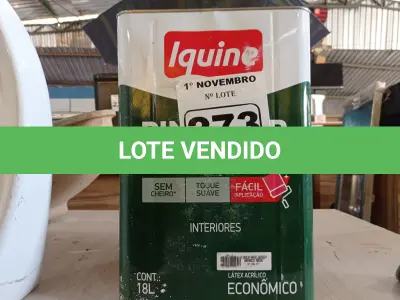 LOTE 273 - 01 LATA DE TINTA IQUINE PINTALAR INTERIORES 18L FOSCO AVELUDADO BRANCO NEVE. (NO ESTADO) ATENÇÃO! FAZER A VISITAÇÃO ANTES DE ARREMATAR, NÃO SABEMOS SE FUNCIONA. LEILÃO NÃO TEM GARANTIA E NEM DEVOLUÇÃO, SUJEITO A POSSÍVEIS AVARIAS VISÍVEIS/OCULTAS E/OU AUSÊNCIA DE COMPONENTES.