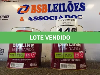 LOTE 145 - 02 GALÕES DE ESMALTE SINTÉTICO IQUINE DIALINE 3,6L NAS CORES ALTO BRILHO VERDE COLONIAL. (NO ESTADO) ATENÇÃO! FAZER A VISITAÇÃO ANTES DE ARREMATAR, NÃO SABEMOS SE FUNCIONA. LEILÃO NÃO TEM GARANTIA E NEM DEVOLUÇÃO, SUJEITO A POSSÍVEIS AVARIAS VISÍVEIS/OCULTAS E/OU AUSÊNCIA DE COMPONENTES.
