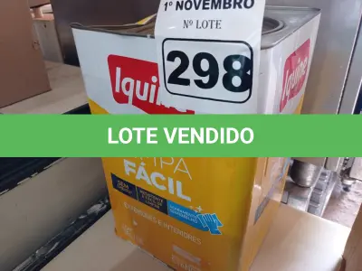 LOTE 298 - 01 LATA DE TINTA IQUINE INTERIORES/EXTERIORES DELANIL RENDE MUITO FOSCO BASE. (NO ESTADO) ATENÇÃO! FAZER A VISITAÇÃO ANTES DE ARREMATAR, NÃO SABEMOS SE FUNCIONA. LEILÃO NÃO TEM GARANTIA E NEM DEVOLUÇÃO, SUJEITO A POSSÍVEIS AVARIAS VISÍVEIS/OCULTAS E/OU AUSÊNCIA DE COMPONENTES.