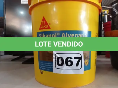 LOTE 067 - 01 BALDE DE SIKANOL ALVENARIA ADITIVO PLASTIFICANTE PARA ARGAMASSA DE ASSENTAMENTO E REBOCO18L. (NO ESTADO) ATENÇÃO! FAZER A VISITAÇÃO ANTES DE ARREMATAR, NÃO SABEMOS SE FUNCIONA. LEILÃO NÃO TEM GARANTIA E NEM DEVOLUÇÃO, SUJEITO A POSSÍVEIS AVARIAS VISÍVEIS/OCULTAS E/OU AUSÊNCIA DE COMPONENTES.