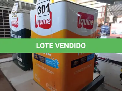 LOTE 301 - 01 LATA DE TINTA IQUINE INTERIORES/EXTERIORES DELANIL RENDE MUITO FOSCO BASE. (NO ESTADO) ATENÇÃO! FAZER A VISITAÇÃO ANTES DE ARREMATAR, NÃO SABEMOS SE FUNCIONA. LEILÃO NÃO TEM GARANTIA E NEM DEVOLUÇÃO, SUJEITO A POSSÍVEIS AVARIAS VISÍVEIS/OCULTAS E/OU AUSÊNCIA DE COMPONENTES.