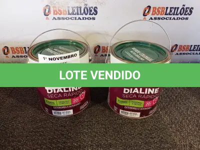 LOTE 113 - 02 GALÕES DE ESMALTE SINTÉTICO IQUINE DIALINE 3,6L NAS CORES ALTO BRILHO VERDE COLONIAL. (NO ESTADO) ATENÇÃO! FAZER A VISITAÇÃO ANTES DE ARREMATAR, NÃO SABEMOS SE FUNCIONA. LEILÃO NÃO TEM GARANTIA E NEM DEVOLUÇÃO, SUJEITO A POSSÍVEIS AVARIAS VISÍVEIS/OCULTAS E/OU AUSÊNCIA DE COMPONENTES.