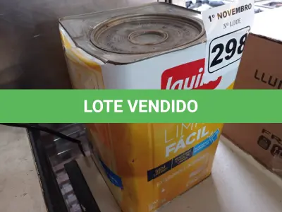 LOTE 298 - 01 LATA DE TINTA IQUINE INTERIORES/EXTERIORES DELANIL RENDE MUITO FOSCO BASE. (NO ESTADO) ATENÇÃO! FAZER A VISITAÇÃO ANTES DE ARREMATAR, NÃO SABEMOS SE FUNCIONA. LEILÃO NÃO TEM GARANTIA E NEM DEVOLUÇÃO, SUJEITO A POSSÍVEIS AVARIAS VISÍVEIS/OCULTAS E/OU AUSÊNCIA DE COMPONENTES.