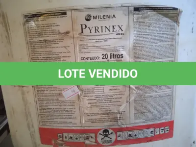 LOTE 305 - 20 LITROS DE PRAGUICIDA. (NO ESTADO) ATENÇÃO! FAZER A VISITAÇÃO ANTES DE ARREMATAR, NÃO SABEMOS SE FUNCIONA. LEILÃO NÃO TEM GARANTIA E NEM DEVOLUÇÃO, SUJEITO A POSSÍVEIS AVARIAS VISÍVEIS/OCULTAS E/OU AUSÊNCIA DE COMPONENTES.