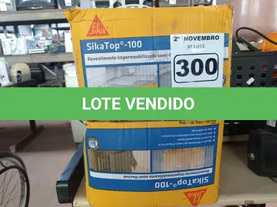 LOTE 300 - 02 CAIXAS DE REVESTIMENTO IMPERMEABILIZANTE SEMI-FLEXIVEL SIKA TOP-100 18KG. (NO ESTADO) ATENÇÃO! FAZER A VISITAÇÃO ANTES DE ARREMATAR, NÃO SABEMOS SE FUNCIONA. LEILÃO NÃO TEM GARANTIA E NEM DEVOLUÇÃO, SUJEITO A POSSÍVEIS AVARIAS VISÍVEIS/OCULTAS E/OU AUSÊNCIA DE COMPONENTES.