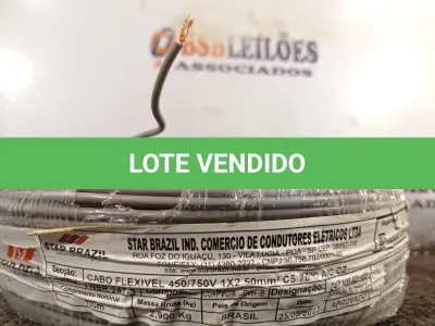 LOTE 230 - 01 ROLO DE CABO FLEXÍVEL 100M 1X2,5MM NA COR CINZA(NOVO). (NO ESTADO) ATENÇÃO! FAZER A VISITAÇÃO ANTES DE ARREMATAR, NÃO SABEMOS SE FUNCIONA. LEILÃO NÃO TEM GARANTIA E NEM DEVOLUÇÃO, SUJEITO A POSSÍVEIS AVARIAS VISÍVEIS/OCULTAS E/OU AUSÊNCIA DE COMPONENTES.