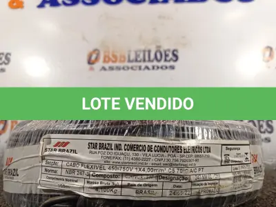 LOTE 150 - 01 ROLO DE CABO FLEXÍVEL 100M 1X4MM NA COR PRETA(NOVO). (NO ESTADO) ATENÇÃO! FAZER A VISITAÇÃO ANTES DE ARREMATAR, NÃO SABEMOS SE FUNCIONA. LEILÃO NÃO TEM GARANTIA E NEM DEVOLUÇÃO, SUJEITO A POSSÍVEIS AVARIAS VISÍVEIS/OCULTAS E/OU AUSÊNCIA DE COMPONENTES.