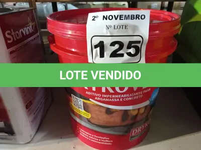LOTE 125 - 01 BALDE DE DRYKOVEDA, ADITIVO IMPERMEABILIZANTE PARA ARGAMASSA E CONCRETO. (NO ESTADO) ATENÇÃO! FAZER A VISITAÇÃO ANTES DE ARREMATAR, NÃO SABEMOS SE FUNCIONA. LEILÃO NÃO TEM GARANTIA E NEM DEVOLUÇÃO, SUJEITO A POSSÍVEIS AVARIAS VISÍVEIS/OCULTAS E/OU AUSÊNCIA DE COMPONENTES.