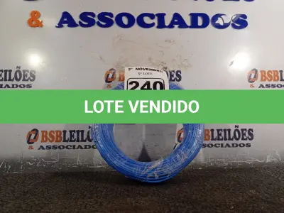 LOTE 240 - 01 ROLO DE CABO FLEXÍVEL 100M 1X2,5MM NA COR AZUL(NOVO). (NO ESTADO) ATENÇÃO! FAZER A VISITAÇÃO ANTES DE ARREMATAR, NÃO SABEMOS SE FUNCIONA. LEILÃO NÃO TEM GARANTIA E NEM DEVOLUÇÃO, SUJEITO A POSSÍVEIS AVARIAS VISÍVEIS/OCULTAS E/OU AUSÊNCIA DE COMPONENTES.