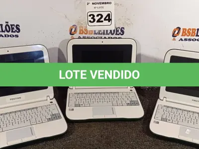 LOTE 324 - 03 NETBOOK’S MARCA POSITIVO. (NO ESTADO) ATENÇÃO! FAZER A VISITAÇÃO ANTES DE ARREMATAR, NÃO SABEMOS SE FUNCIONA. LEILÃO NÃO TEM GARANTIA E NEM DEVOLUÇÃO, SUJEITO A POSSÍVEIS AVARIAS VISÍVEIS/OCULTAS E/OU AUSÊNCIA DE COMPONENTES.