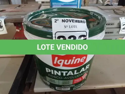 LOTE 232 - 01 BALDE DE TINTA IQUINE PINTALAR FOSCO AVELUDADO BRANCO GELO 15L. (NO ESTADO) ATENÇÃO! FAZER A VISITAÇÃO ANTES DE ARREMATAR, NÃO SABEMOS SE FUNCIONA. LEILÃO NÃO TEM GARANTIA E NEM DEVOLUÇÃO, SUJEITO A POSSÍVEIS AVARIAS VISÍVEIS/OCULTAS E/OU AUSÊNCIA DE COMPONENTES.