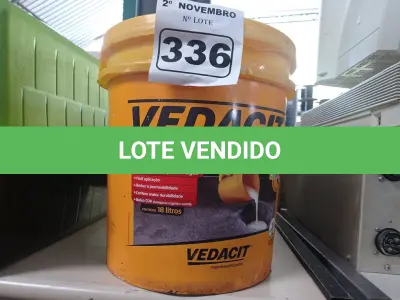 LOTE 336 - 01 BALDE DE VEDACIT, ADITIVO IMPERMEABILIZANTE PARA CONCRETOS E ARGAMASSAS 18L. (NO ESTADO) ATENÇÃO! FAZER A VISITAÇÃO ANTES DE ARREMATAR, NÃO SABEMOS SE FUNCIONA. LEILÃO NÃO TEM GARANTIA E NEM DEVOLUÇÃO, SUJEITO A POSSÍVEIS AVARIAS VISÍVEIS/OCULTAS E/OU AUSÊNCIA DE COMPONENTES.