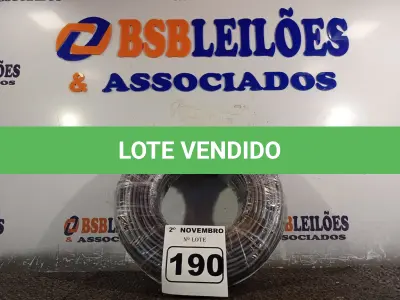 LOTE 190 - 01 ROLO DE CABO FLEXÍVEL 100M 1X10MM NA COR PRETA(NOVO). (NO ESTADO) ATENÇÃO! FAZER A VISITAÇÃO ANTES DE ARREMATAR, NÃO SABEMOS SE FUNCIONA. LEILÃO NÃO TEM GARANTIA E NEM DEVOLUÇÃO, SUJEITO A POSSÍVEIS AVARIAS VISÍVEIS/OCULTAS E/OU AUSÊNCIA DE COMPONENTES.