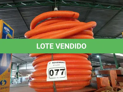 LOTE 077 - 02 ROLOS DE MANGUEIRA CORRUGADA. (NO ESTADO) ATENÇÃO! FAZER A VISITAÇÃO ANTES DE ARREMATAR, NÃO SABEMOS SE FUNCIONA. LEILÃO NÃO TEM GARANTIA E NEM DEVOLUÇÃO, SUJEITO A POSSÍVEIS AVARIAS VISÍVEIS/OCULTAS E/OU AUSÊNCIA DE COMPONENTES.
