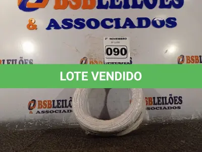 LOTE 090 - 01 ROLO DE CABO FLEXÍVEL 100M 1X2,5MM NA COR BRANCA(NOVO). (NO ESTADO) ATENÇÃO! FAZER A VISITAÇÃO ANTES DE ARREMATAR, NÃO SABEMOS SE FUNCIONA. LEILÃO NÃO TEM GARANTIA E NEM DEVOLUÇÃO, SUJEITO A POSSÍVEIS AVARIAS VISÍVEIS/OCULTAS E/OU AUSÊNCIA DE COMPONENTES.
