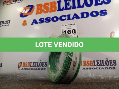 LOTE 160 - 01 ROLO DE CABO FLEXÍVEL 100M 1X2,5MM NA COR VERDE(NOVO). (NO ESTADO) ATENÇÃO! FAZER A VISITAÇÃO ANTES DE ARREMATAR, NÃO SABEMOS SE FUNCIONA. LEILÃO NÃO TEM GARANTIA E NEM DEVOLUÇÃO, SUJEITO A POSSÍVEIS AVARIAS VISÍVEIS/OCULTAS E/OU AUSÊNCIA DE COMPONENTES.