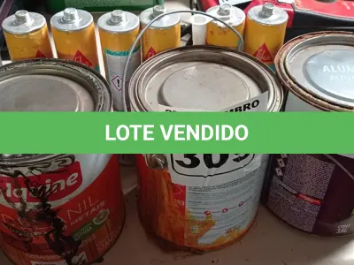 LOTE 309 - 03 GALÕES DE ESMALTE SINTÉTICO IQUINE 3,6L CORES: PRETO/AMARELO/ALUMÍNIO E 06 TUBOS DE SIKA FLEX, SELANTE PARA JUNTAS DE MOVIMENTAÇÃO E CONEXÃO. (NO ESTADO) ATENÇÃO! FAZER A VISITAÇÃO ANTES DE ARREMATAR, NÃO SABEMOS SE FUNCIONA. LEILÃO NÃO TEM GARANTIA E NEM DEVOLUÇÃO, SUJEITO A POSSÍVEIS AVARIAS VISÍVEIS/OCULTAS E/OU AUSÊNCIA DE COMPONENTES.
