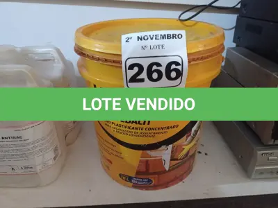 LOTE 266 - 01 BALDE DE VEDALIT, ADITIVO PLASTIFICANTE CONCENTRADO PARA ARGAMASSA DE ASSENTAMENTO E REBOCO CONVENCIONAL. (NO ESTADO) ATENÇÃO! FAZER A VISITAÇÃO ANTES DE ARREMATAR, NÃO SABEMOS SE FUNCIONA. LEILÃO NÃO TEM GARANTIA E NEM DEVOLUÇÃO, SUJEITO A POSSÍVEIS AVARIAS VISÍVEIS/OCULTAS E/OU AUSÊNCIA DE COMPONENTES.