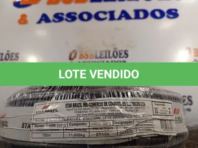 LOTE 190 - 01 ROLO DE CABO FLEXÍVEL 100M 1X10MM NA COR PRETA(NOVO). (NO ESTADO) ATENÇÃO! FAZER A VISITAÇÃO ANTES DE ARREMATAR, NÃO SABEMOS SE FUNCIONA. LEILÃO NÃO TEM GARANTIA E NEM DEVOLUÇÃO, SUJEITO A POSSÍVEIS AVARIAS VISÍVEIS/OCULTAS E/OU AUSÊNCIA DE COMPONENTES.
